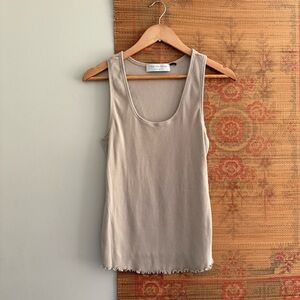 Charles Nolan Neutral Minimalist Ribbed Knit Tank Top women’s medium